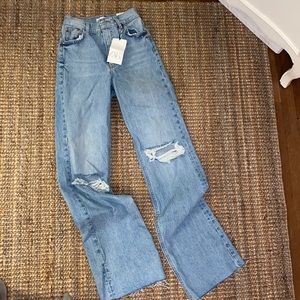 Wide leg light wash Zara jeans